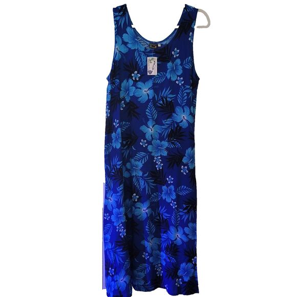 Aloha Fashion Dresses & Skirts - Aloha Hawaiian Fashion Sleeveless Maxi Dress Blue Hibiscus S/M Floral Dressy